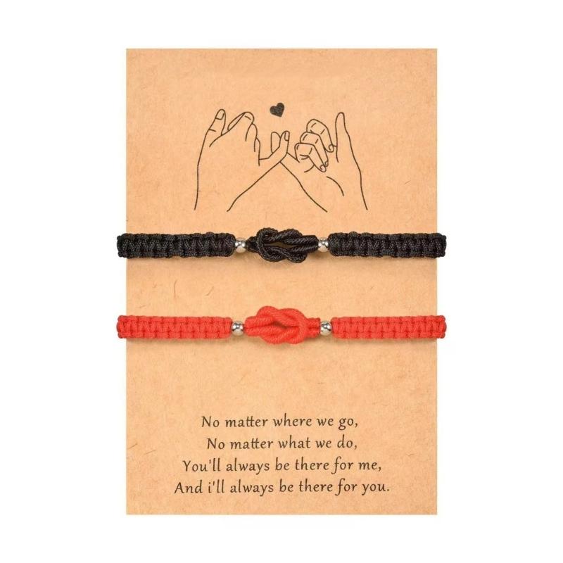 Elegant Matching Couple Bracelet With Adjustable Knot Braided Cord Handchain Jewelry Perfect For Anniversaries