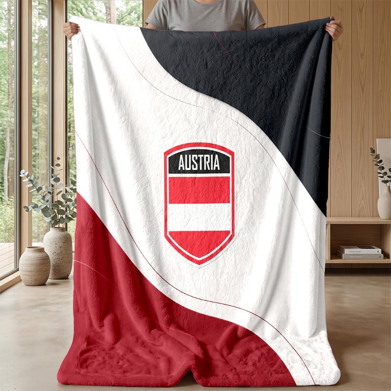 Österreich Fußball Bedruckte Flanelldecke Hautfreundlich Warm Dekorativer Überwurf für Innen Couch Bett Tägliche Nutzung