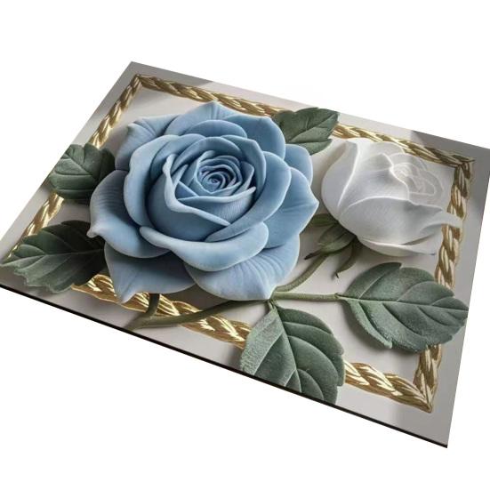 3D Vzor růže Koberec Diatomitový absorpční květinový podlahový rohož Protiskluzový koupelnový kobereček pro vstup Sprcha Kuchyň Prádelna