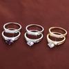 Elegant Geometric Women's Ring Set with Cubic Zirconia - Cross-border Couple Rings