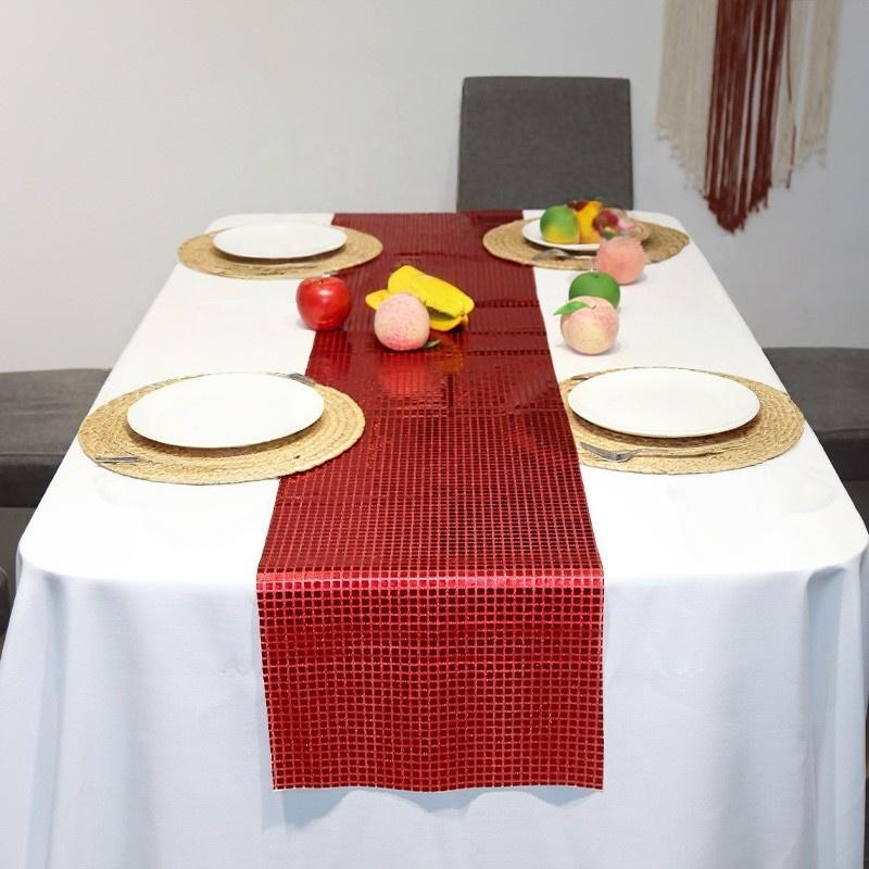 1PC 30x180cm Glitter Sequin Disco Table Runner Mirror Gold/Silver/Color Foil Metallic Dining Table Decoration For Wedding Party