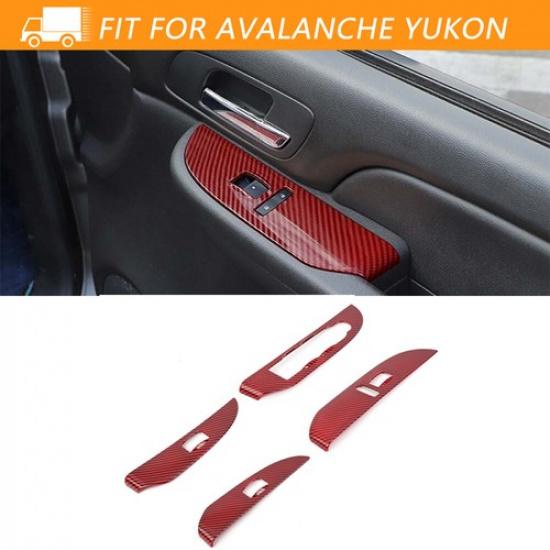 

Door Window Lift Switch Panel Trim For Avalanche Yukon Sierra 07-13 Red Carbon