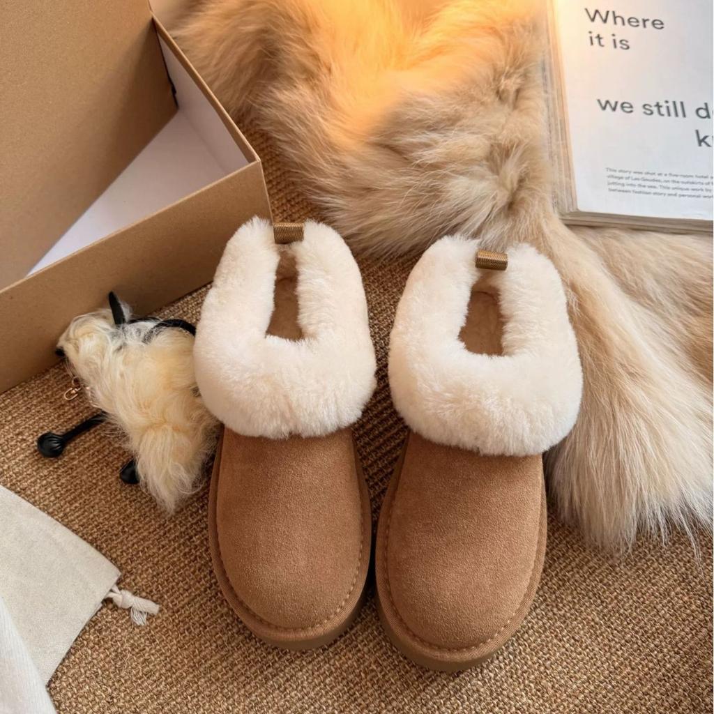 Fashion thick-soled snow boots, new women's winter piled and thickened fluffy cotton shoes, warm short non-slip cotton boots