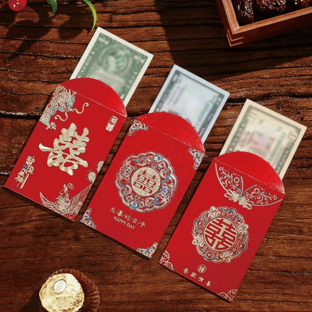 80Pcs Multiple Patterns Hongbao Traditional Red Lucky Envelopes Money Pocket  Wedding Celebration
