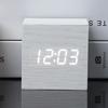 Wood Clock Creative Electronic Clock Square Digital Clock Mini Small Alarm Clock Thermometer Bedside Clock