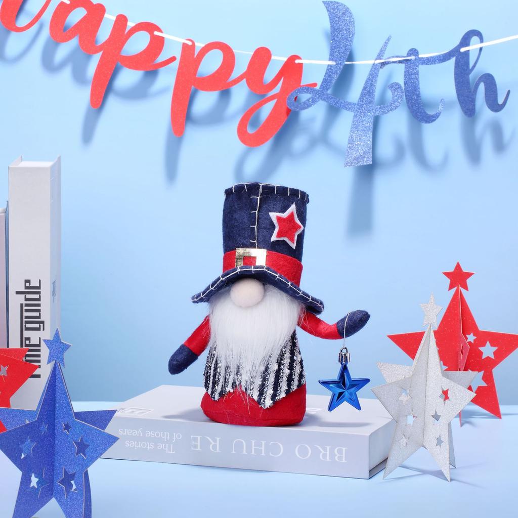 Independence Day Striped Five-pointed Star Dwarf Faceless Doll Figurine Decoration