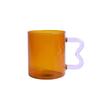 Colored Glass Cup with Wave Handle Coffee Breakfast Cup  Large Capacity Milk Cup Microwaveable  Cross-border