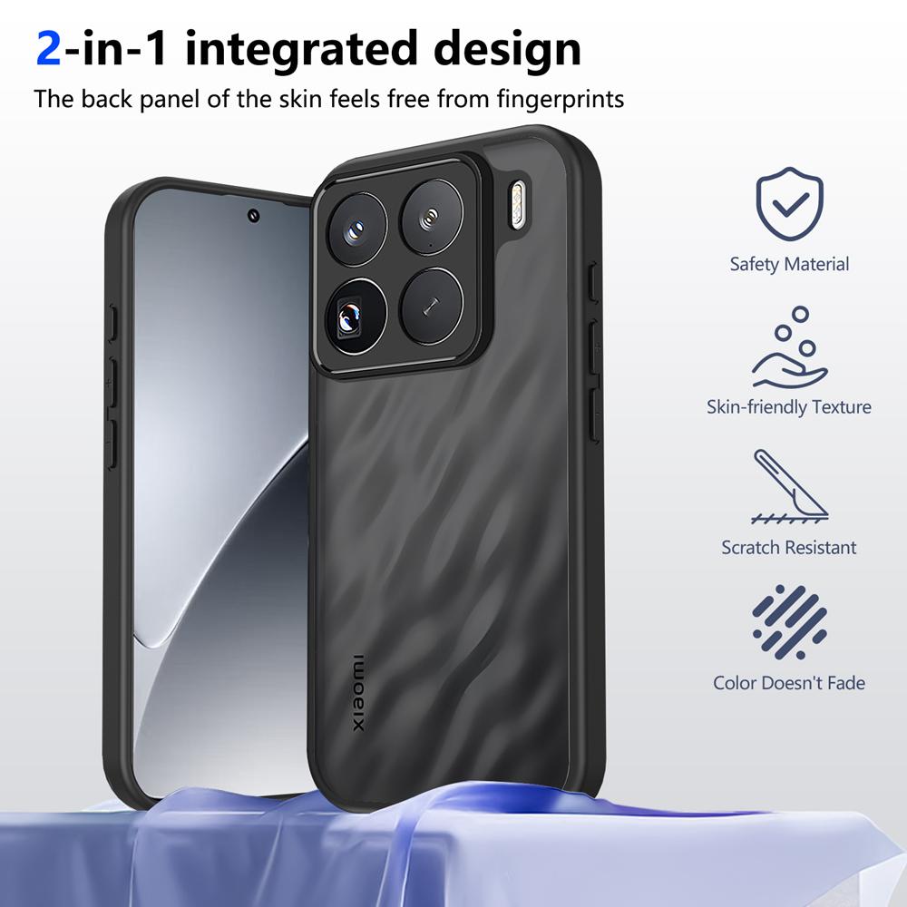 KEYSION Matte Translucent Black Phone Case for Xiaomi 15T 15T Pro 5G Soft Silicone+PC Clear Shockproof Cover for Xiaomi 15T Pro