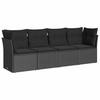 Vidaxl 4-Cz. Garden Lounge Set, Cushions, Black PE Rattan