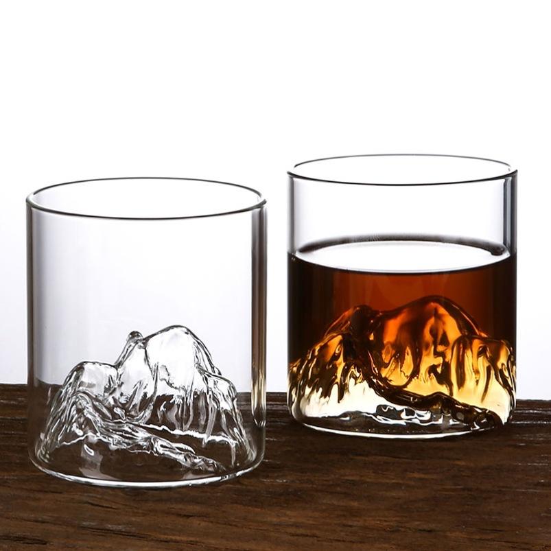 5 Oz 3D Guanshan Whiskey Glass Set Transparent Crystal Cup Suitable for Drinking Whiskey Cognac Cocktail Ice Wine Glass