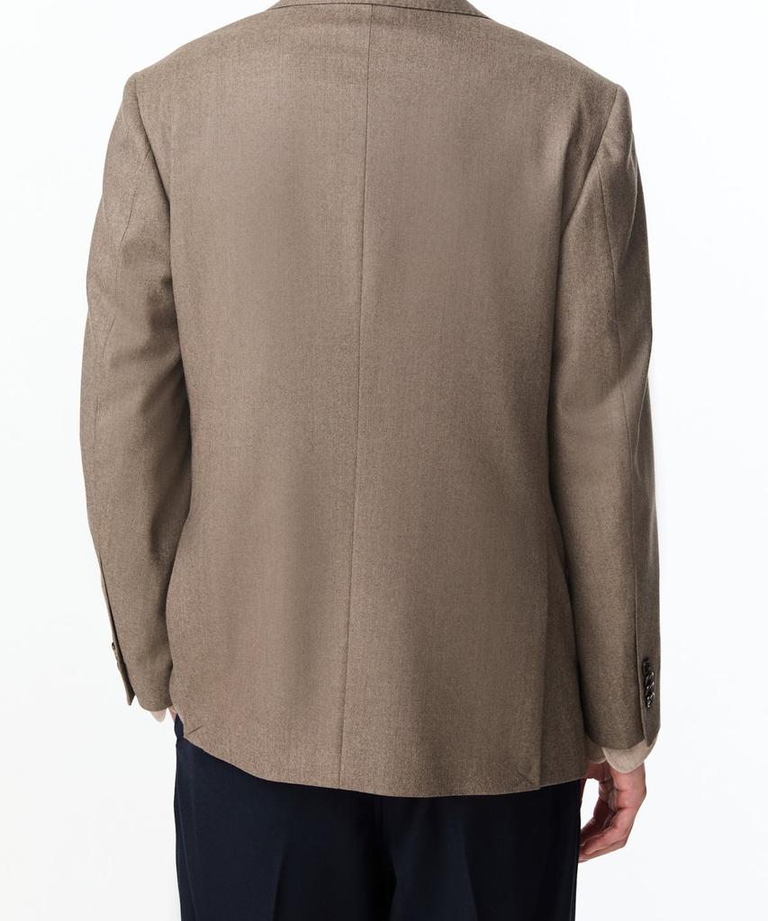 Man On The Boon Notched Lapel Flannel Suit Jacket_Dark Beige 4714351005