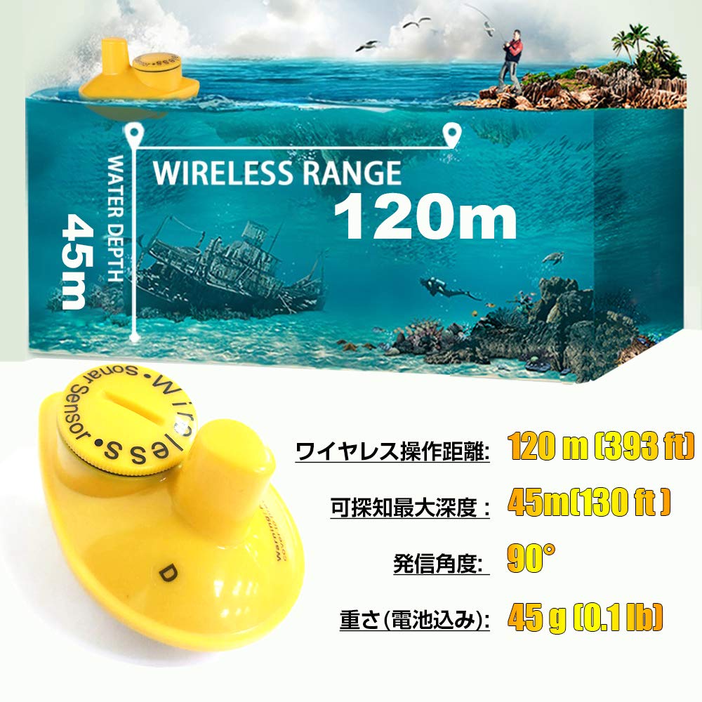 LUCKYLAKER Wireless Fish Portable Fish Finder for and Bass Finder, Fishing, Smelt, Kayaking,