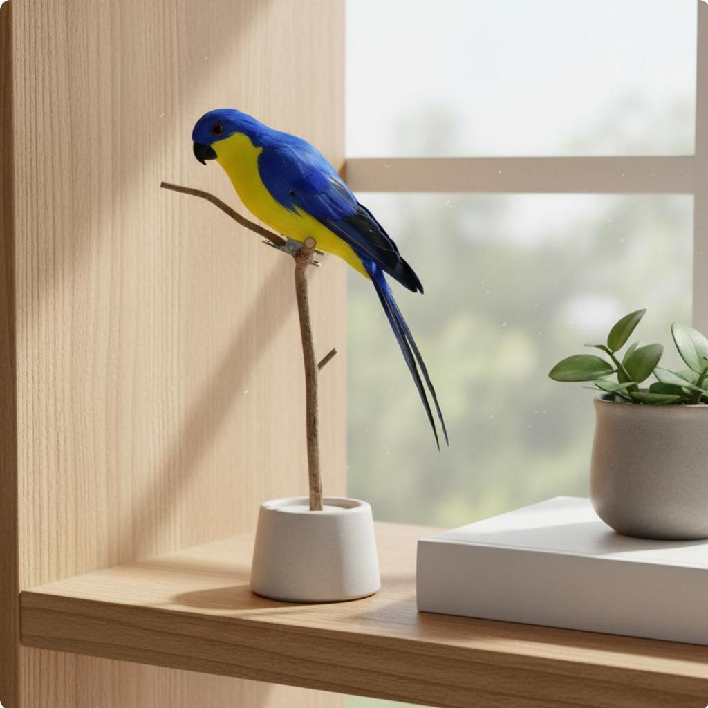 Simulation Feather Parrot Lifelike Appearance Fake Parrot Decoration Colorful Avian Fastener Decoration Lightweight