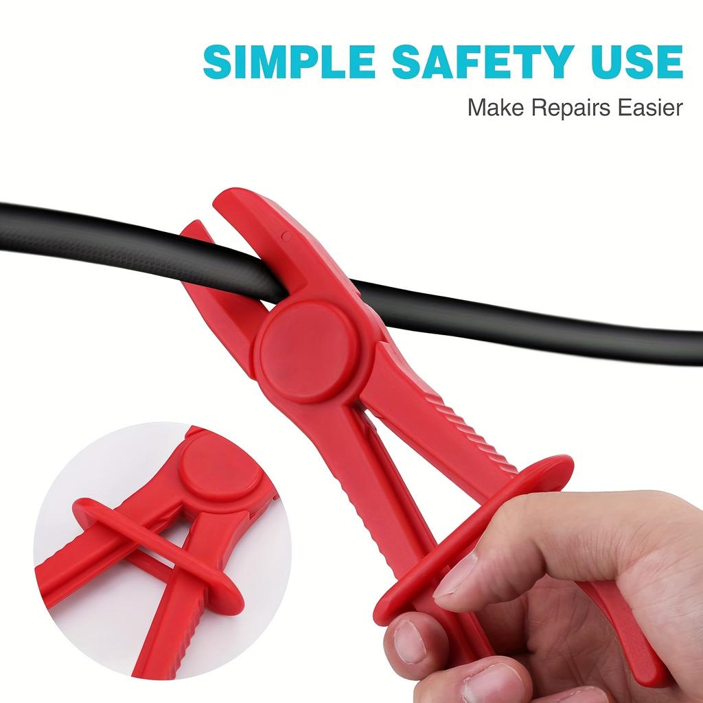 3-Size Heavy-Duty Plastic Hose Clamp Pliers Set with 3-Size Line Pinch Clamps for Automotive Repair - Non-Slip Hose Tightener for Radiator, Brake