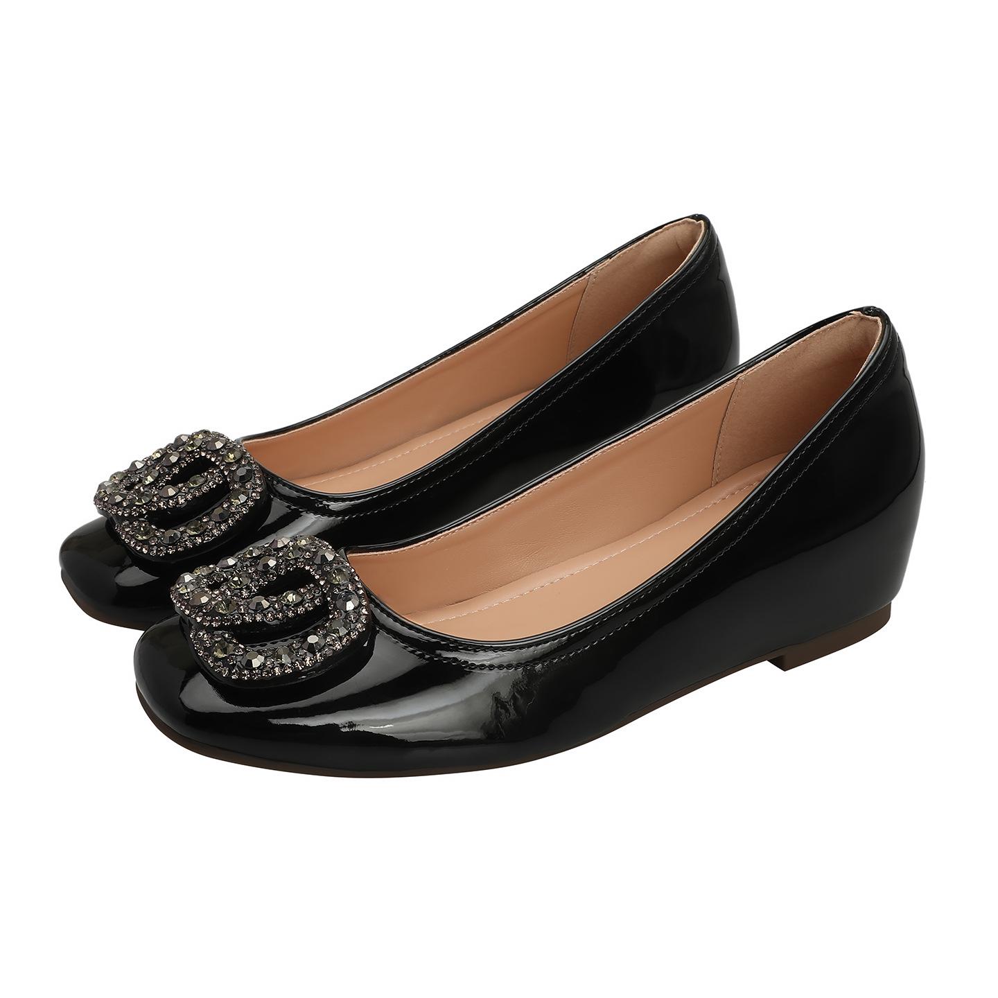 

Женские туфли Мэри Джейн 2025 года со стразами, квадратным носком и увеличивающим высоту каблуком – маленькие, повседневные, рабочие, на каблуке 35 чёрный