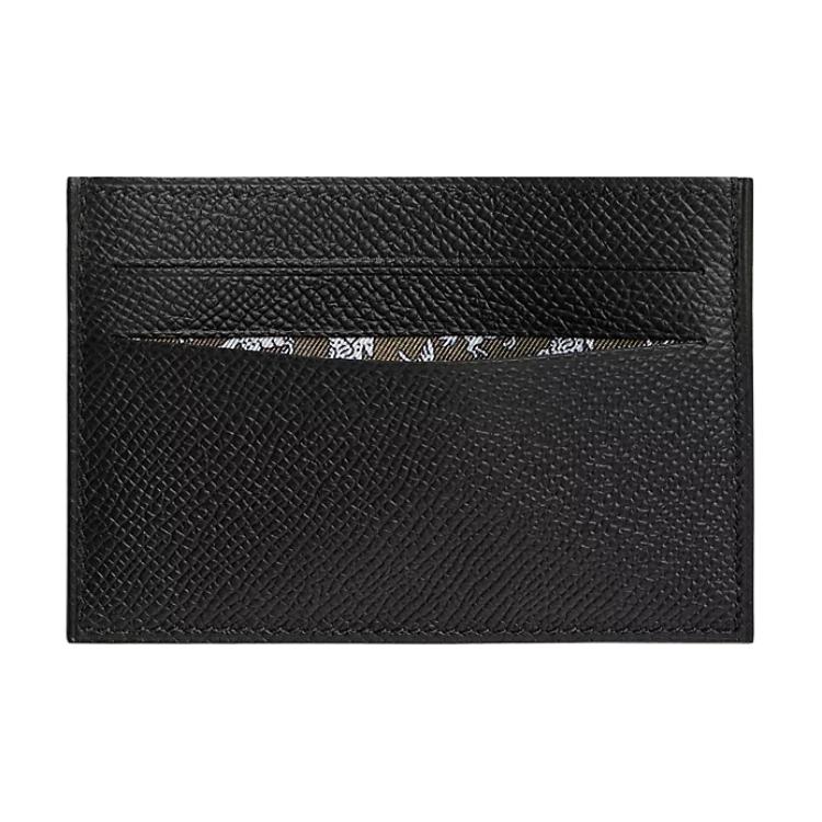 Hermes Citizen Twill Compact Silk Pattern Epsom Calfskin Card Holder Men accessories Black Verona-Green H088019CAAC