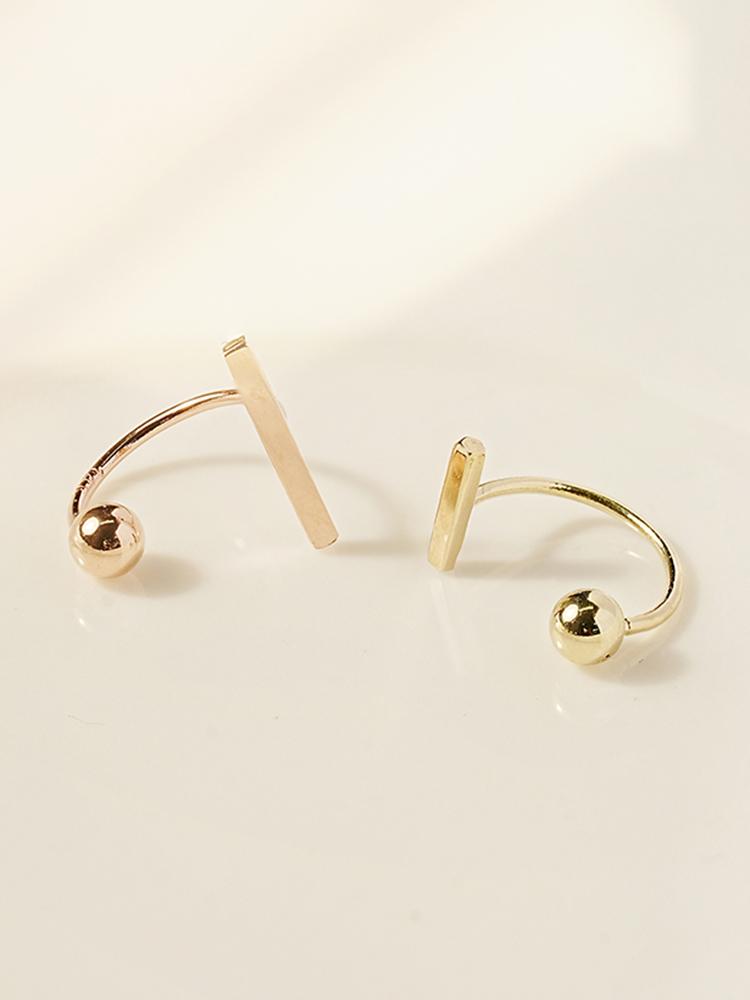 Minimalpiercing 14K Stick Bar Curved Ring Piercing Earrings