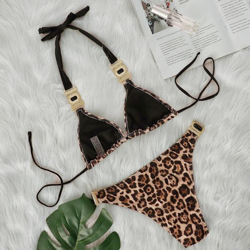 Women S Sexy Leopard Print Split Bikini Swimsuit Ins Style