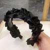 Korean Style Black Wide-Brimmed Satin Pleated Headband for Face Washing