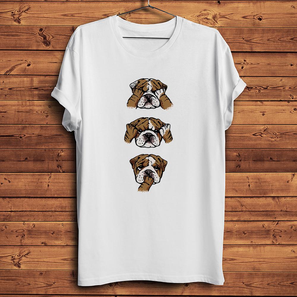 

No Evil Bulldog 3 Wise Shorthair CatFunny TshirtCasual Short Sleeve White T Shirt Unisex TeeNocracking Breathable Printing 4XL
