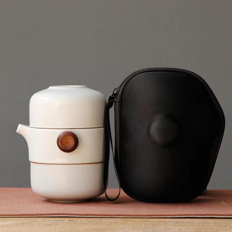 Japanese-Style Ceramic Teapot Lid Bowl Teacup Handmade Portable Travel Office Tea Set 210813