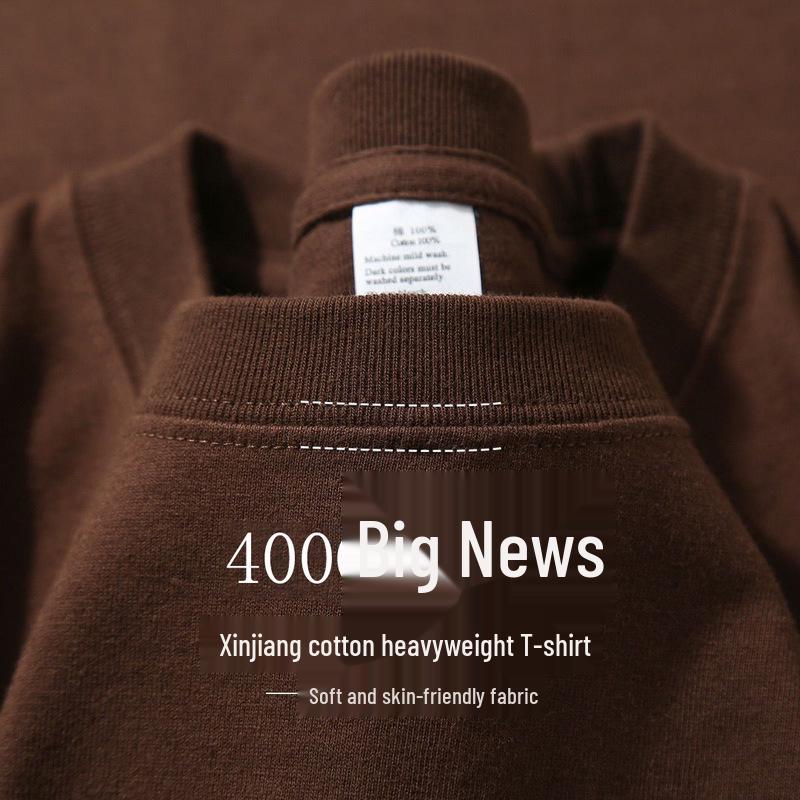 400g Unisex Heavyweight Pure Cotton Minimalist Crew Neck T-Shirt