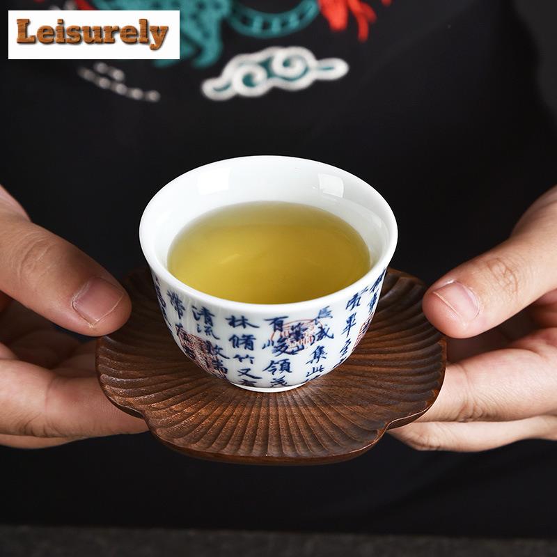1/6pc Handamde Walnut Wood Coasters Creative For Coffee Cups Household Anti-scald Placemats Tieguanyin Chinese Teaset Decoration