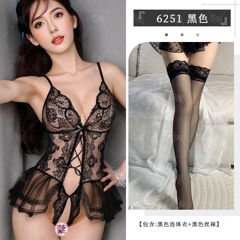 Zimei erotic underwear women's lace nightdress sexy open crotch suspender pure desire hot passion free suit