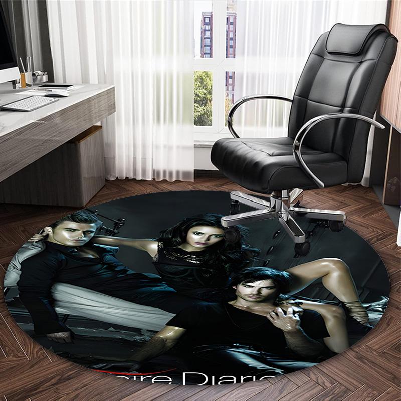1pc The Vampire Diaries4 Print Round Carpet Chair Round Carpet Suitable for Bedroom Living Room Home Decorative Carpet