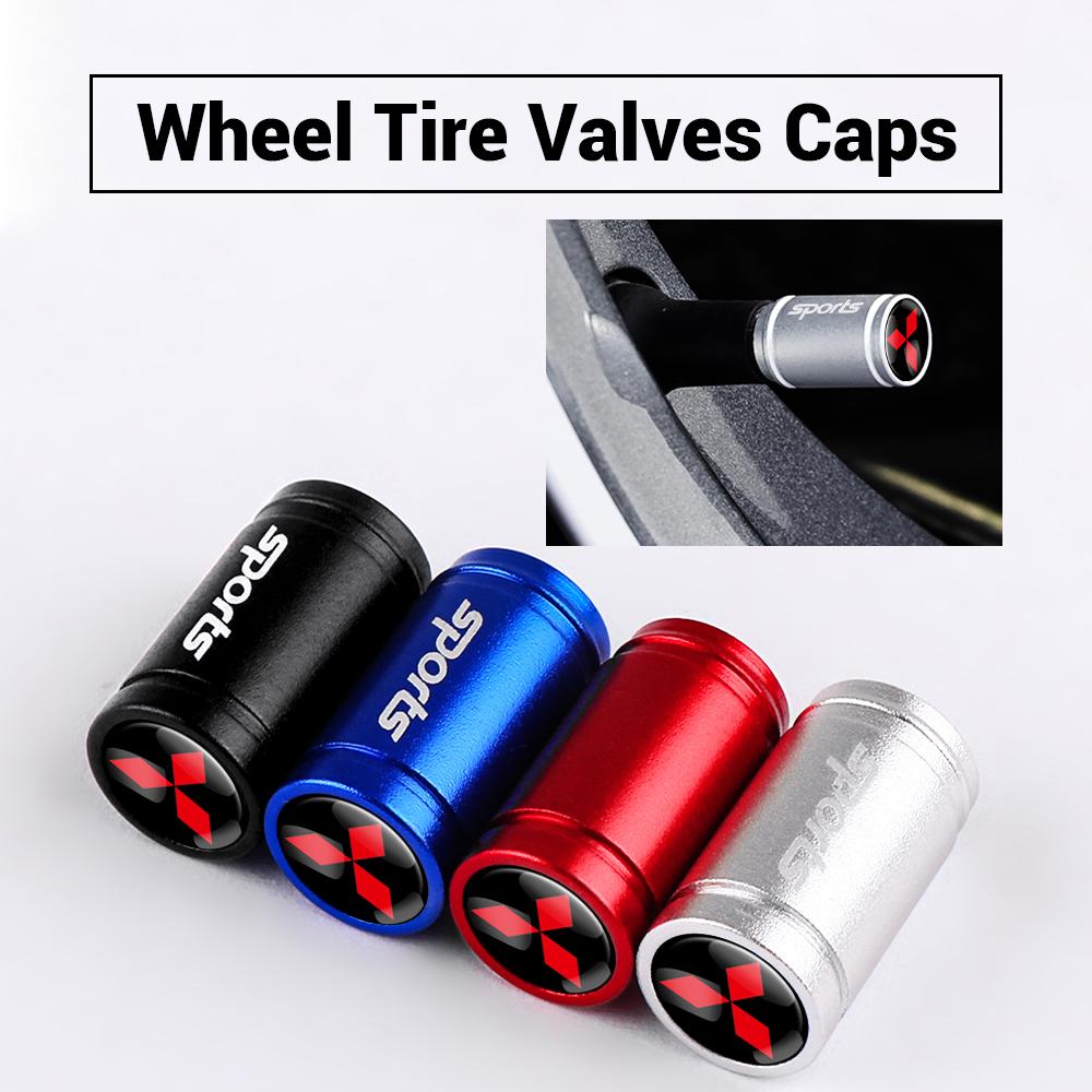Cyjwpa1 4Pcs Car Accessories Aluminum Metal Sports Logo Wheel Tire Valve Dust Caps For Mitsubishi Outlander ASX Colt Galant Cross Lancer