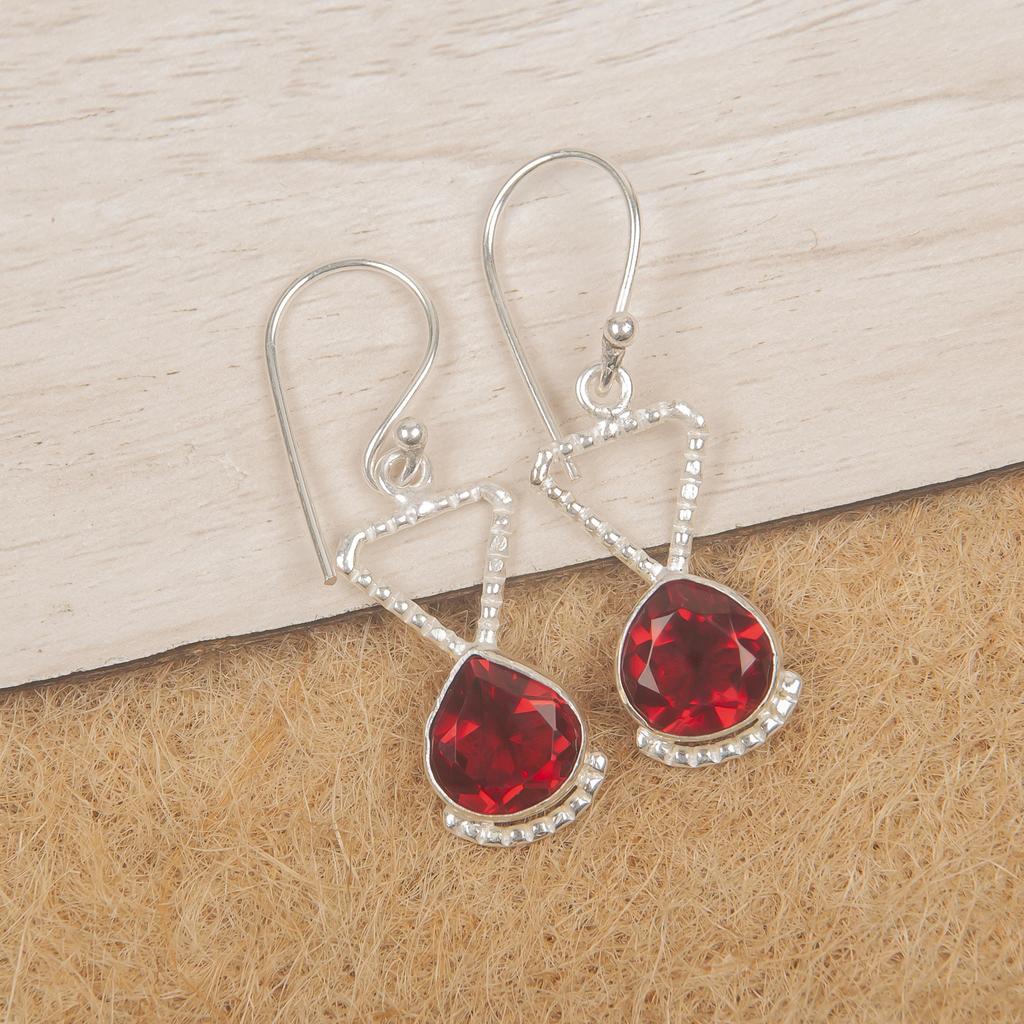 Pink Rubellite Gemstone Jewelry, 925 Sterling Silver Earrings, Handmade Charming Earrings, Bohemian Rubellite Earrings For Grandma Gift