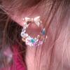Women Multicolor Rhinestone Inlaid Bowknot Decor Stud Earrings Jewelry Gift