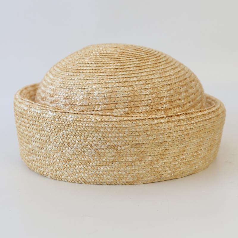 

100% Natural round Straw Hat for Men Women Japanese Summer Sailor Hat Beach Beret Sun Pillbox Hat One Size