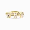 Huitan Shining Dainty Flower Finger Ring Lady Gold Color Bright Zirconia Jewelry for Engagement Graceful Women Wedding Band Gift