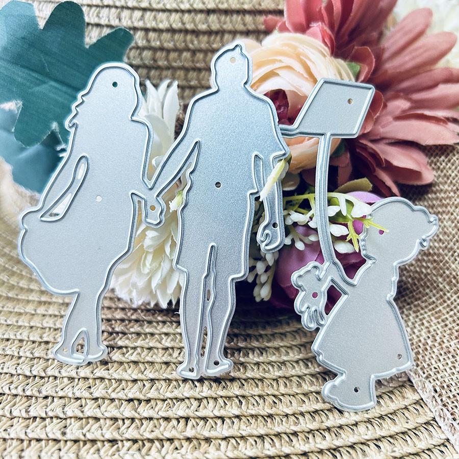 2pcs Family Members Metal Cutting Dies Stencil for DIY Scrapbooking Photo Album Embossing Paper Cards Crafts Diecuts