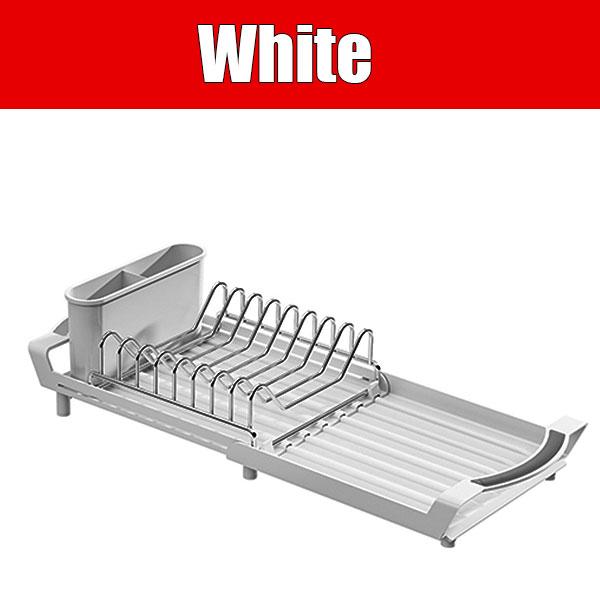 Expandable Dish Drying Rack with Cutlery Holder Rust-Resistant Dish Drainer Kitchen Drying Rack Space Saving Counter Organizer