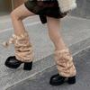 Faux Fur Plush Lace Winter Hat Leg Warmers Ear Protection Kawaii Reindeer Furry Boots Socks Cover