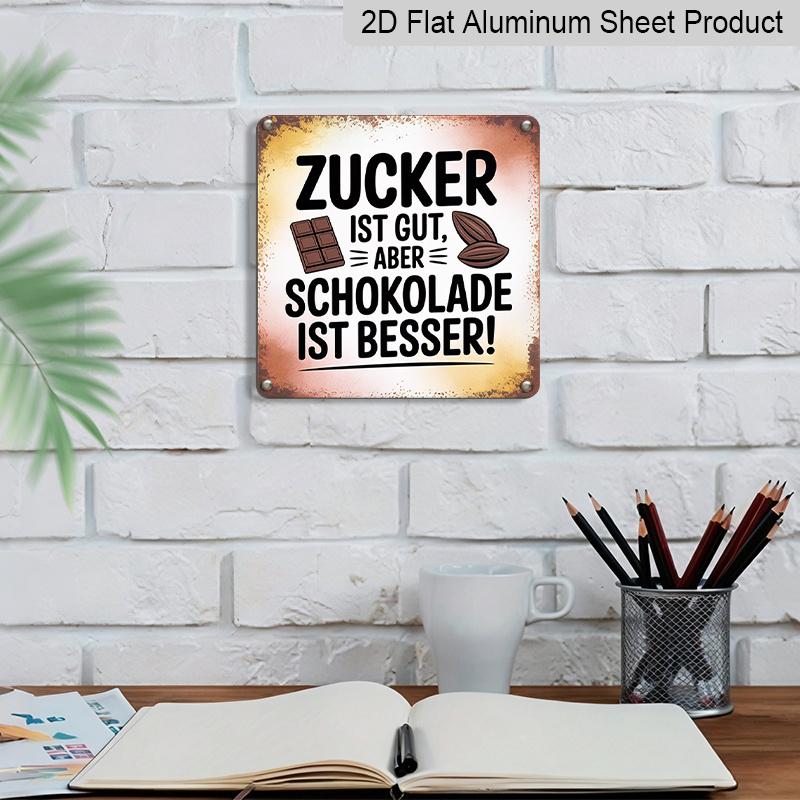 2D Flat - 1pc, Vintage Metal Sign, Outdoor Plaque & Wall Decoration, Chocolate Is Better Sign, German Humorous Kitchen Decor, Chocolate Bar Design