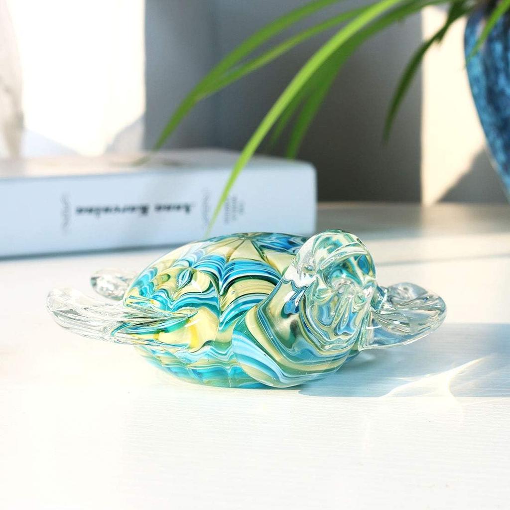 QFkris Qf Handmade Glass Figurine Blown Sea Turtle, Glass Sculpture, Home Decor, Birthdat Present