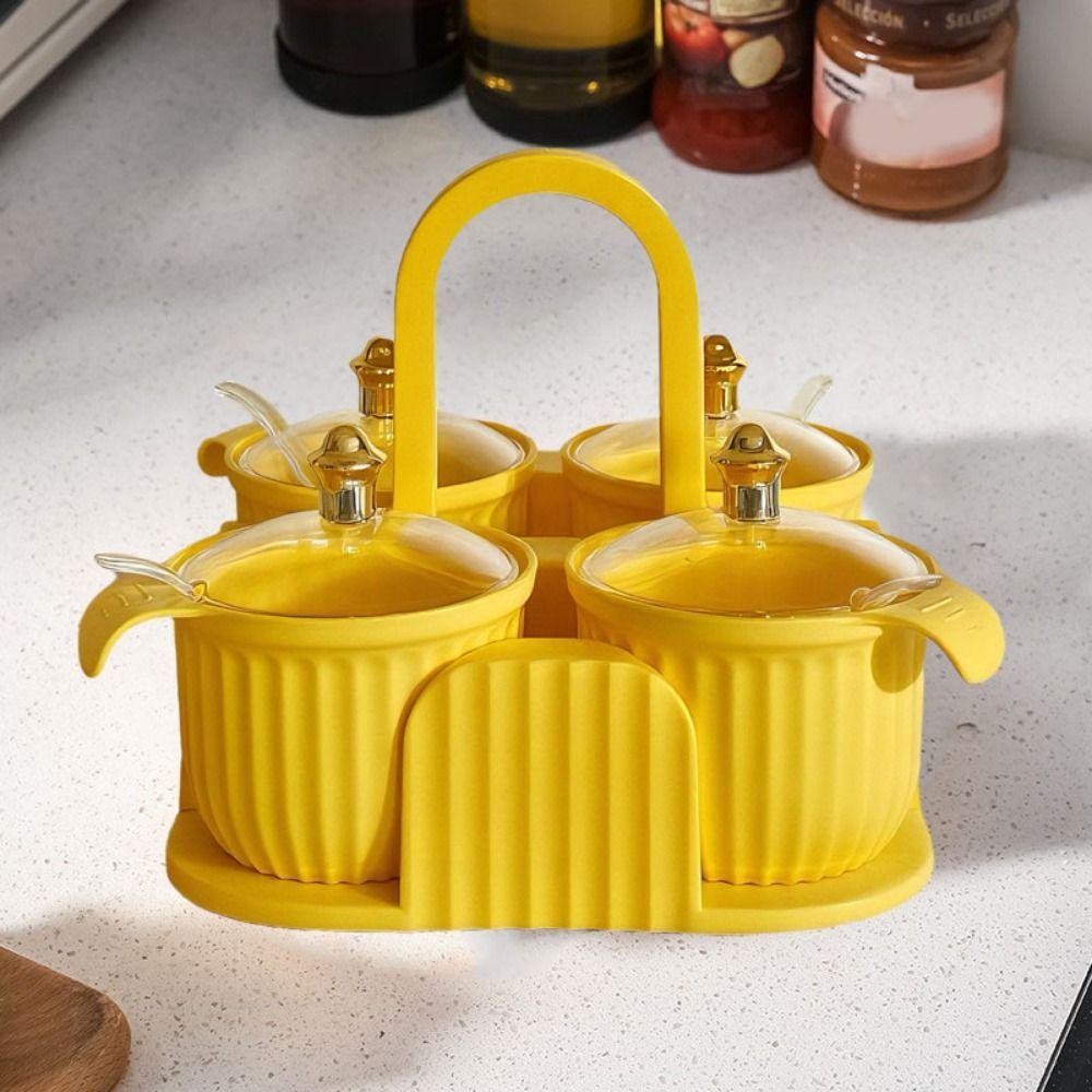 Plastic Multi-grid Seasoning Box Sealed Salt Container Portable Spice Container  for Home