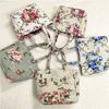 New Fashion Flower Printed Lunch Bag Portable Canvas Handbag Jacquard Zipper Canvas Bag Women