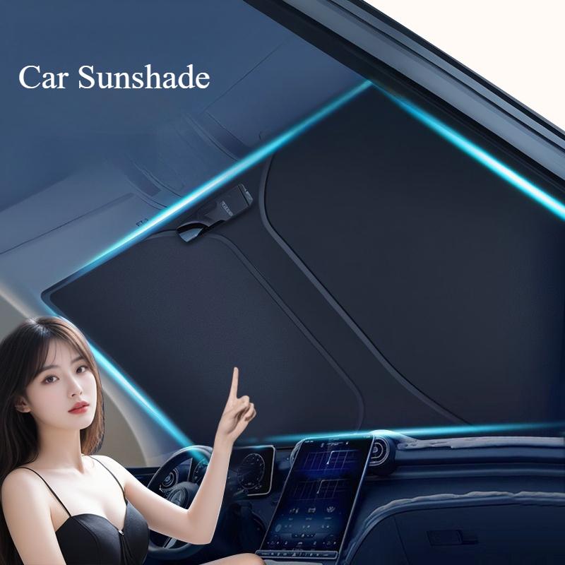 Foldable Car Sunshade Upgraded Thick Titanium Silver for Front Windshield Reflective Heat Shield Sun Visor with Storage Bag