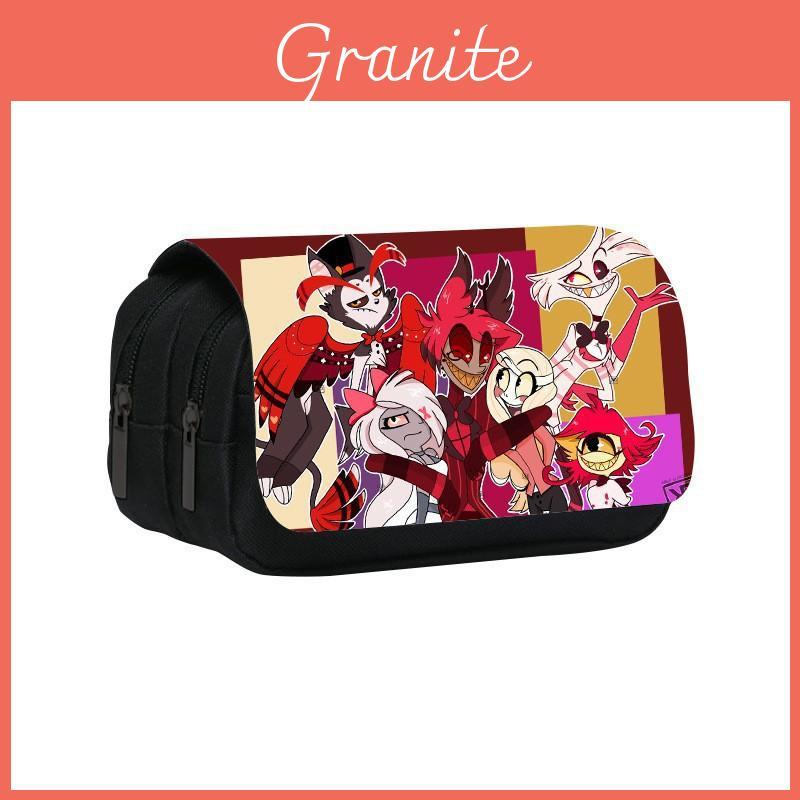 Borsa Porta Cancelleria a Doppio Strato con Stampa Personaggi Anime Hazbin Hotel per Studenti e Artisti