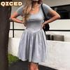 Fashion Summer Spring Solid Color Print Short Sleeve O-Neck Casual Dresses