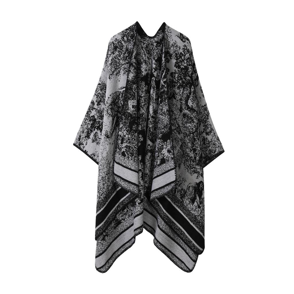 Ethnic Ink Painting Tassel Shawl Cape - Imitation Cashmere, Women's Travel Outfit