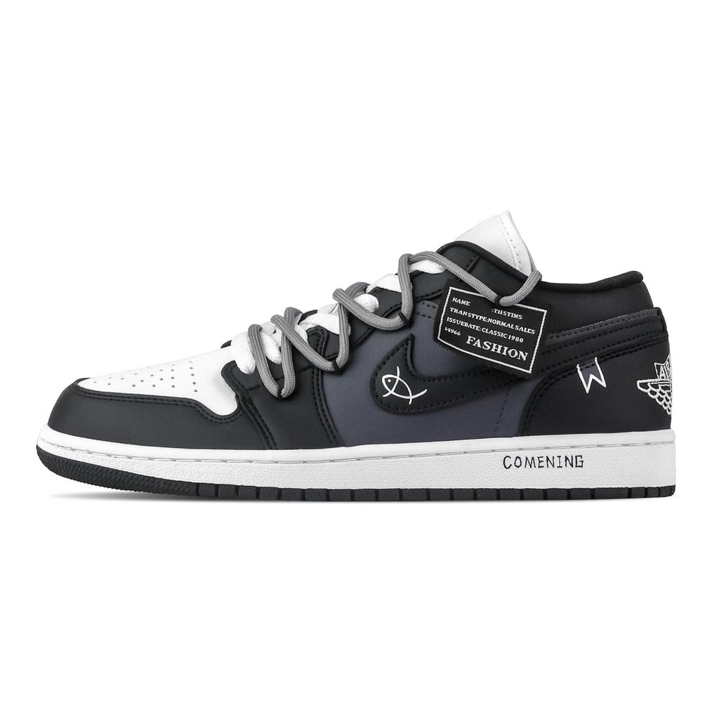 Jordan Air Jordan 1 Gongjian Crossing, Heart Box Low top Vintage Basketball Shoes Unisex Black Blue DC0774-101(Team773--)
