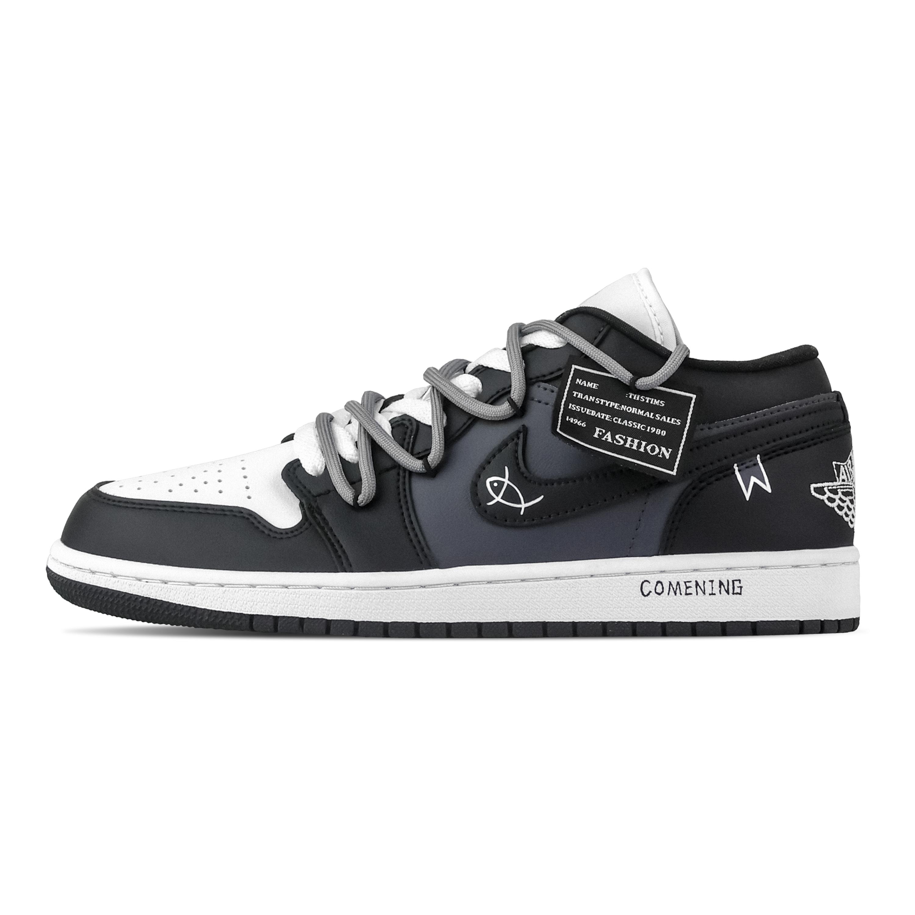 

Jordan Air Jordan 1 Sateen Hem Low top Vintage Basketball Shoes Unisex Black Blue DC0774-101(Team773-) 37.5