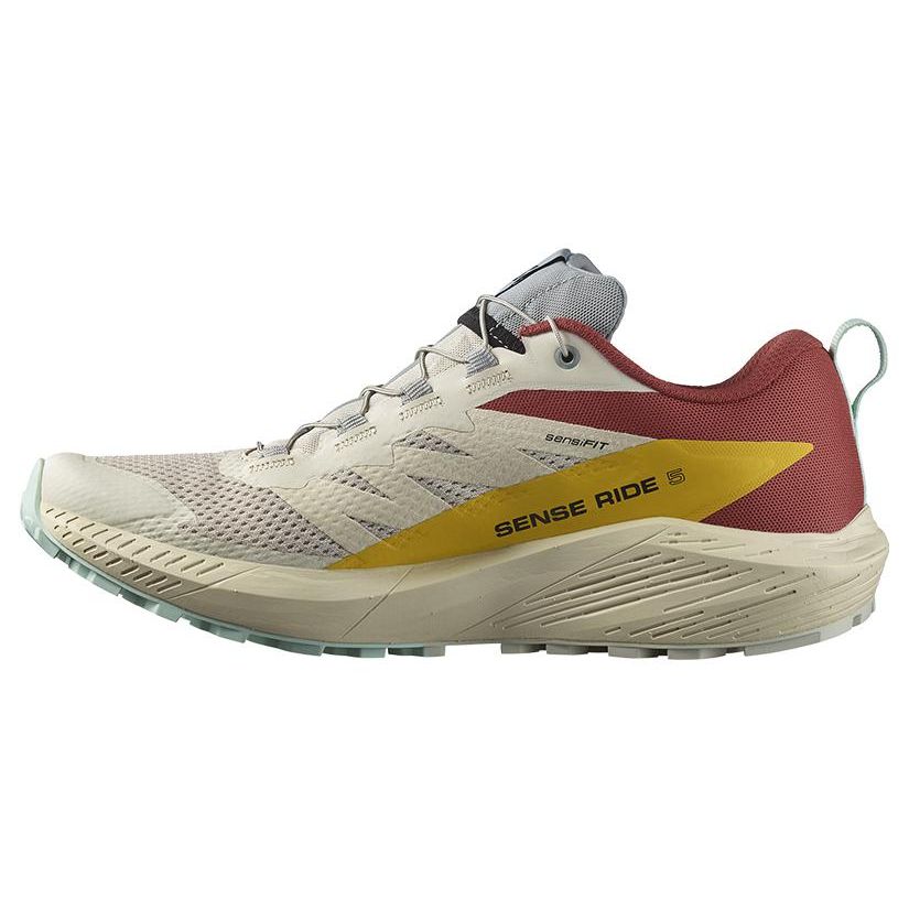 Salomon Sense Ride 5 Trail Running Shoes Men Sneakers Beige Red 472118 41⅓