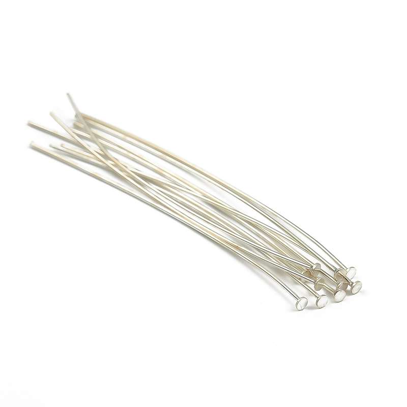 [15-50mm] 925 Sterling Silver Eye Head Pins Flat Head Pins T Shape Needles Ball Head Pins for Jewelry Making DIY 2pcs