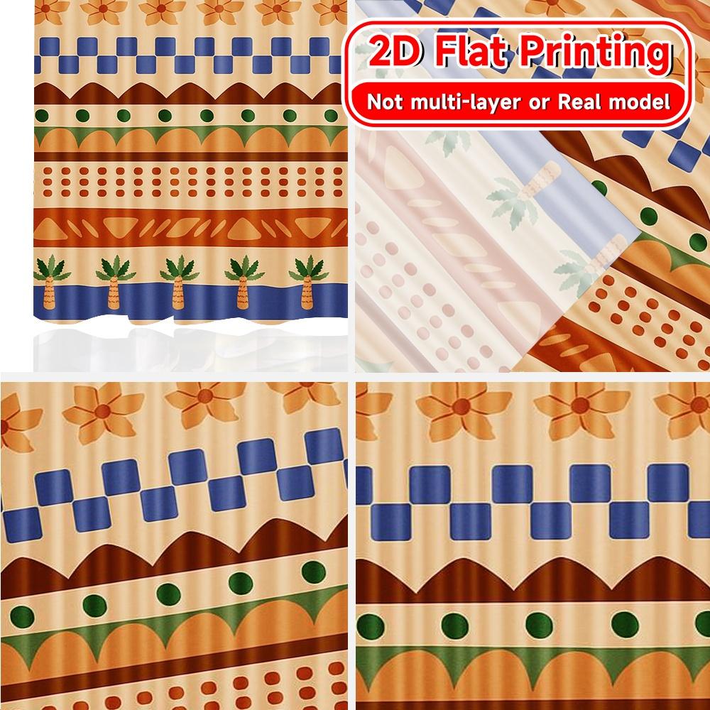 2 Stück, 2D-FLACHDRUCK Vorhänge (Ohne Stange) Muster Palmen Weihnachts-Festival Mode Vorhänge Langlebige Polyestervorhänge